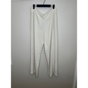 Eileen Fisher Women's Straight Trouser Ivory Silk Wide Leg Pants NEW L